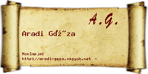 Aradi Géza névjegykártya