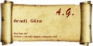 Aradi Géza névjegykártya